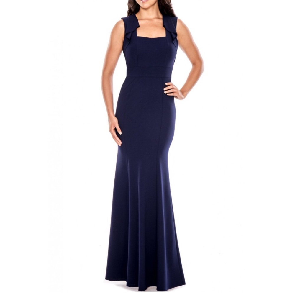 Decode 1.8 Navy Open Back Fitted Mermaid Gown